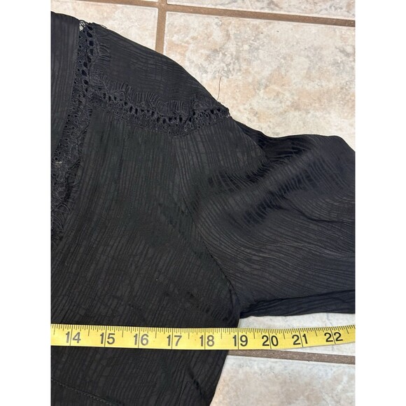 IRO Paris Size 40 US 8 Black Lace Pleated Crepe The Chine Blouse Boho Minimalist - Picture 13 of 16